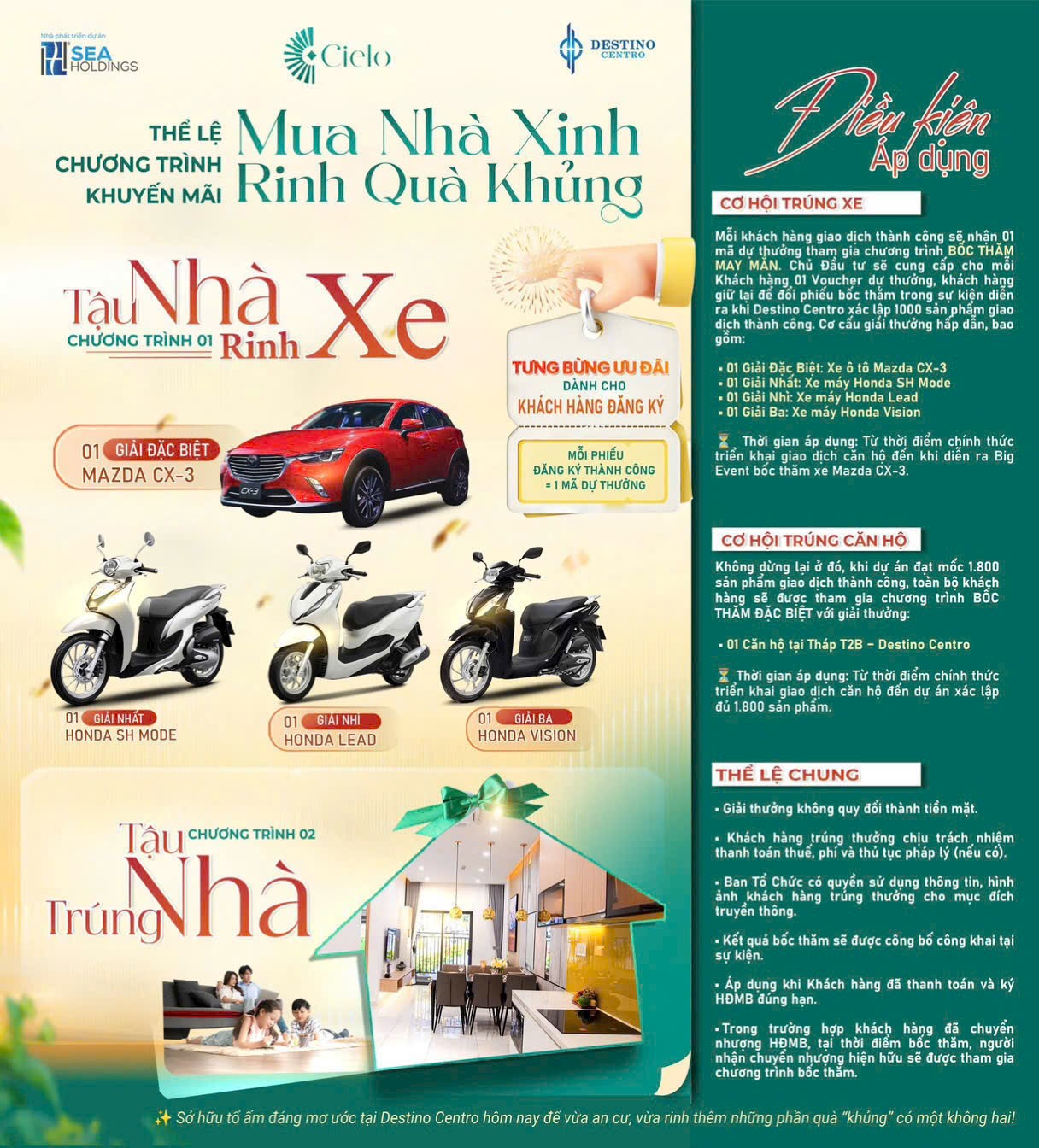 "Sở Hữu Căn Hộ Đẳng Cấp Tại Destino Centro – Cơ Hội Trúng Xe Sang Mazda CX-3 Và Căn Hộ Miễn Phí, Quà Tặng Hấp Dẫn!"