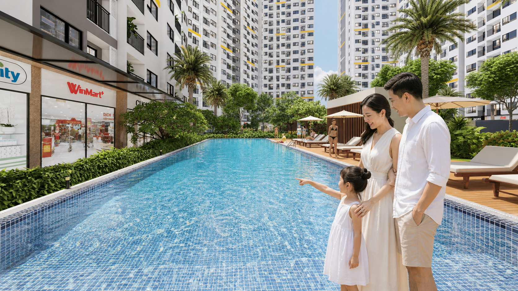 Gia đình có con tham quan căn hộ Destino Centro