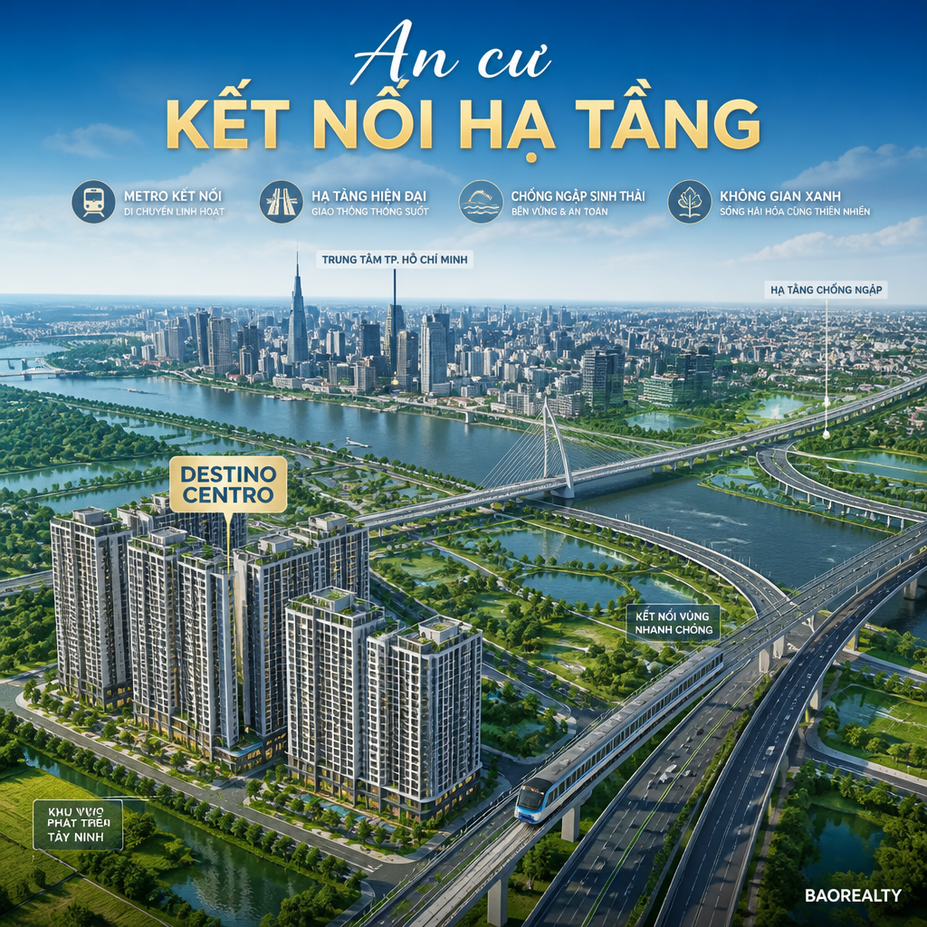 Poster dự án căn hộ Destino Centro kết nối hạ tầng giao thông và nhà ở xã hội tại Tây Ninh