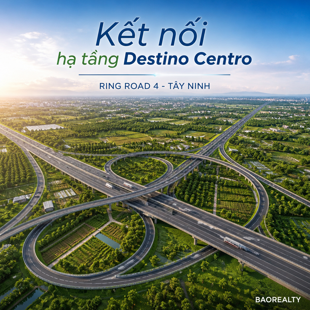 Poster kết nối hạ tầng giao thông và căn hộ Destino Centro Tây Ninh