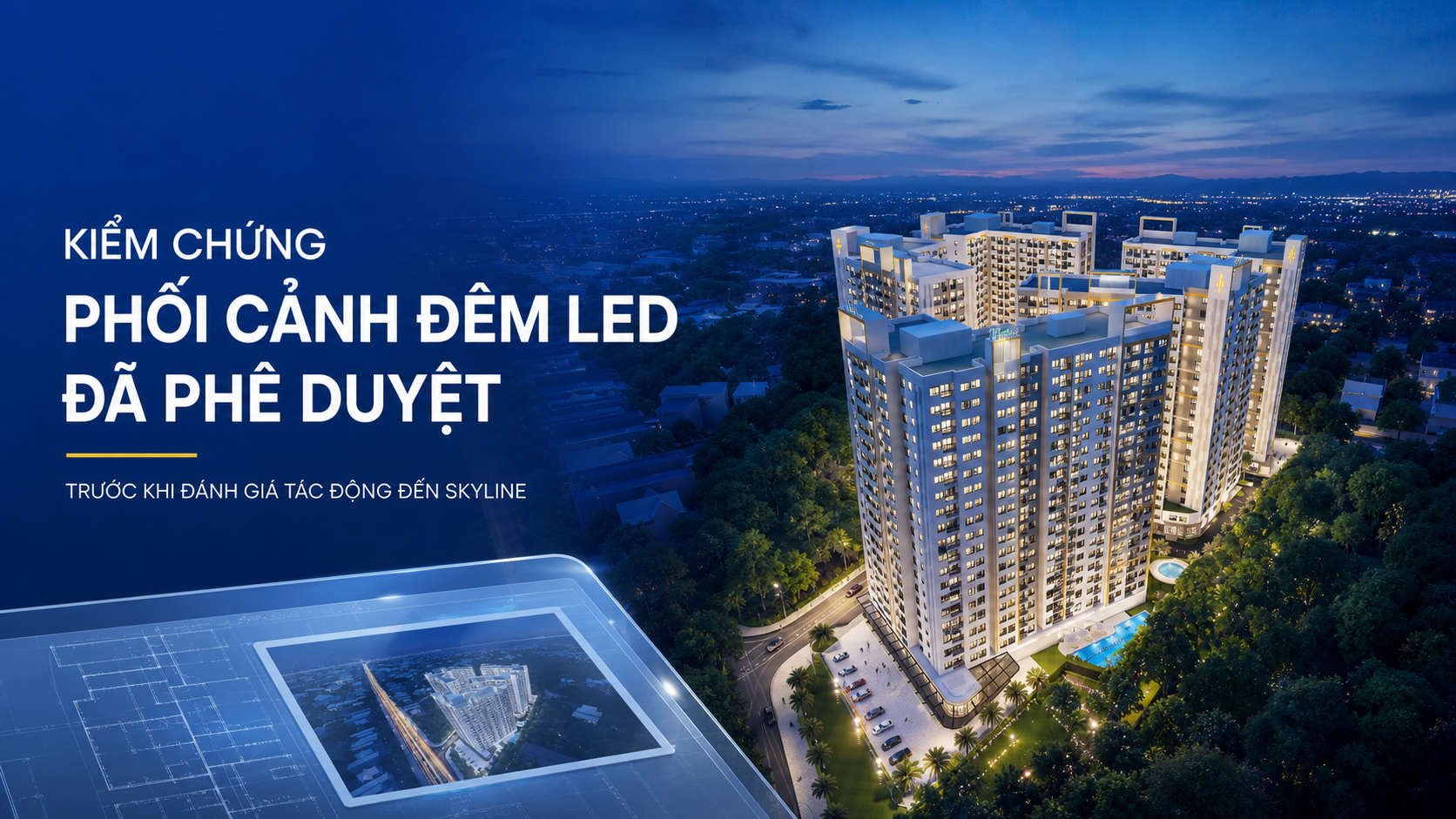 Phối cảnh thiết kế LED tháp Eleva về đêm