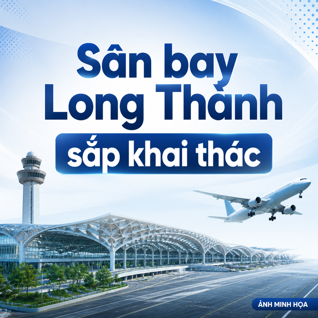 Poster tiến độ và kế hoạch khai thác thương mại sân bay Long Thành cuối năm 2026