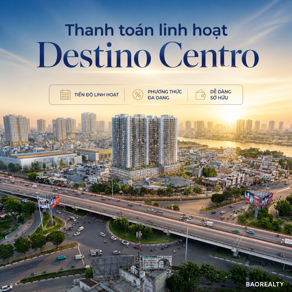 Poster thanh toán linh hoạt căn hộ Destino Centro tại Tây Ninh