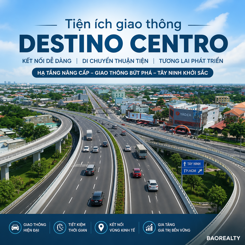Tiện ích giao thông nâng cấp quốc lộ 1 tạo thuận lợi cho cư dân Destino Centro Tây Ninh